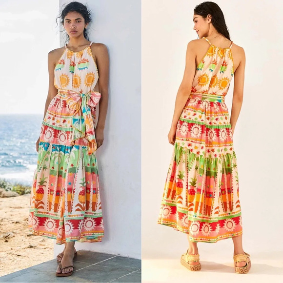 Farm Rio Multi-Print Halter Maxi Dress - Picture 1 of 10